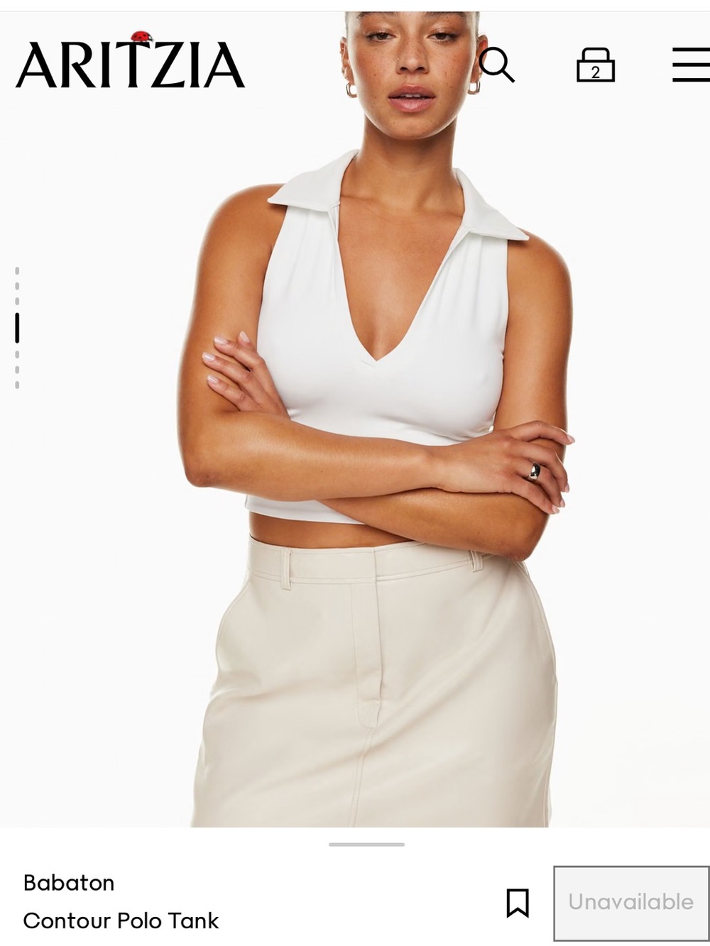 Babaton Matte Pearl Contour Polo Tank with Collar